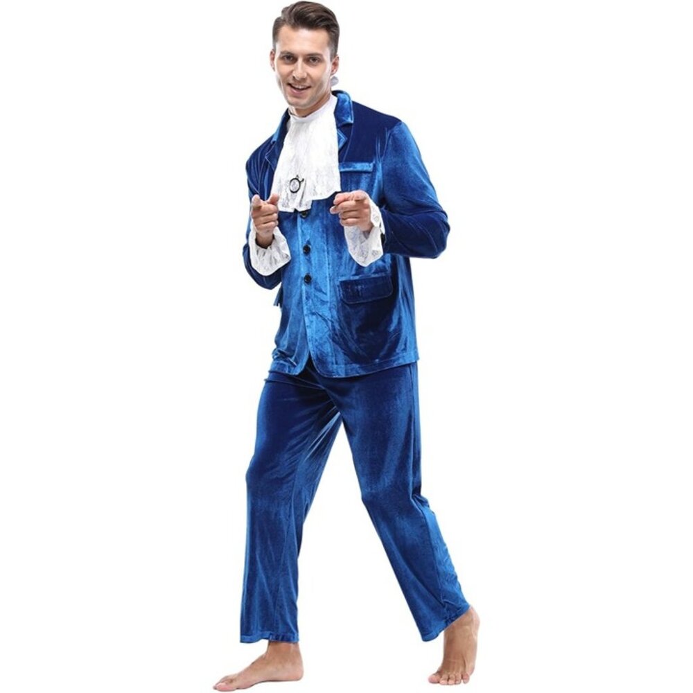 Blue Powers 60s Movie Halloween Costume Groovy Swinger Men's Spy Suit LARGE